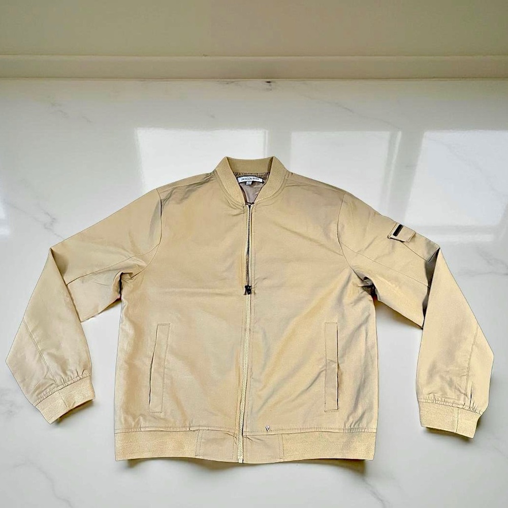 Jackson Reed Men's Beige Bomber Jacket
